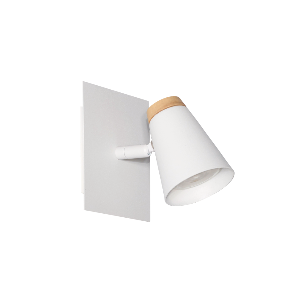 APLIQUE 1 LUZ BLANCO C/MADERA CONICO